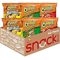 Cheetos Cheese Flavored Snacks, Cheesy & Spicy Favorites with Crunchy, Buffalo, and Cheddar Jalapeno Variety Pack, 1 Ounce (Pack of 40)