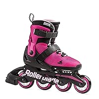 Rollerblade Microblade Girl's Adjustable Fitness Inline Skate, Pink and Bubble Gum, Junior, Youth Performance Inline Skates