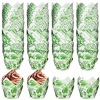 Gerrii 200 Pcs Hawaiian Tropical Safari Tulip Cupcake Liners Paper Mini Baking Cups Cupcake Wrappers Muffin Liners for Wedding Tea Party Bridal Baby Shower Decoration