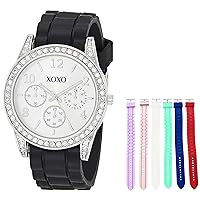 Accutime XOXO Women's Analog-Quartz Watch with Seven Silicone Interchangeable Watch Bands (Model: XO9147AZ)