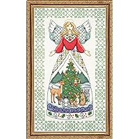 Tobin DW2809 Counted Cross Stitch Kit, 9 by 15-Inch, Winter Angel-Jim Shore ,Green, 14 Count