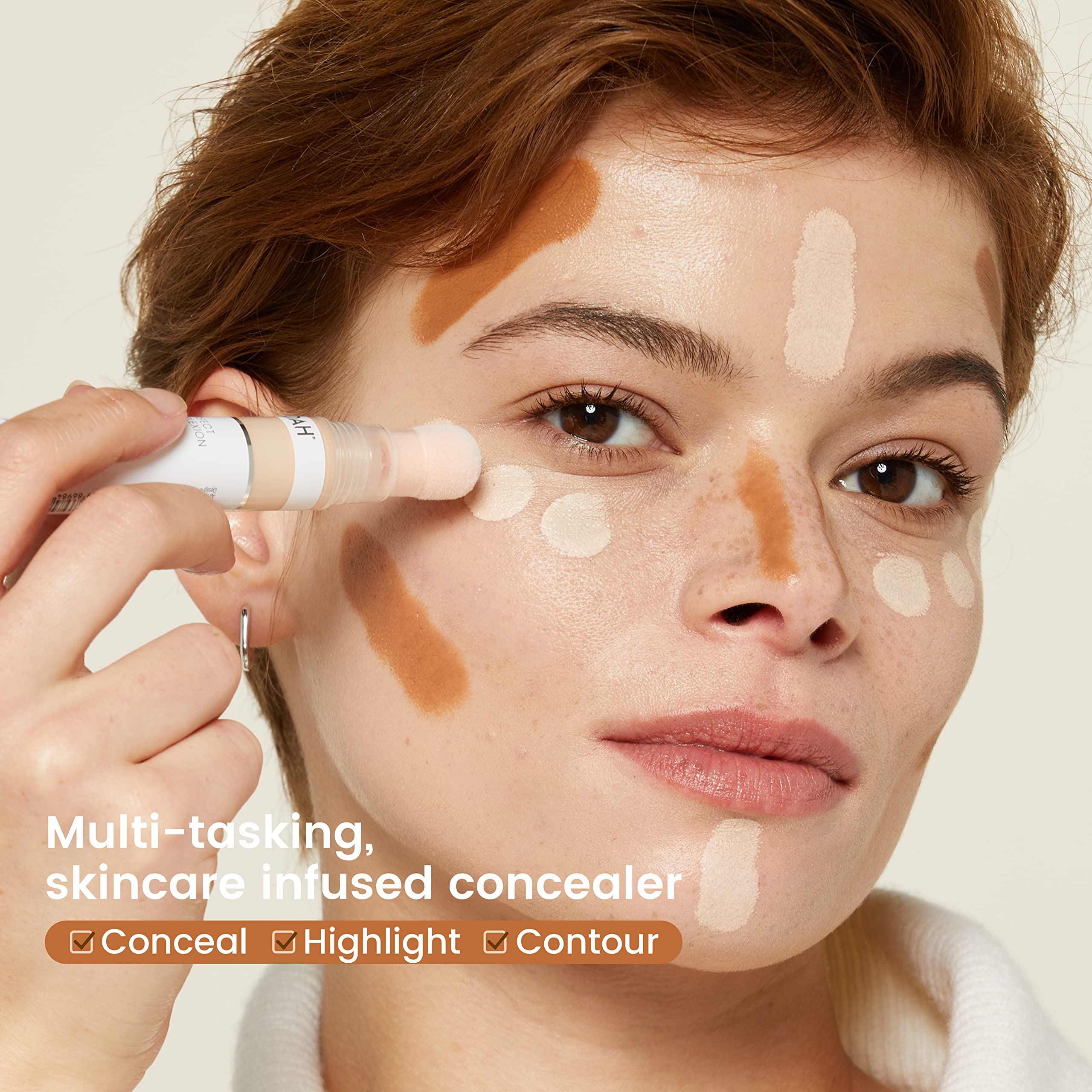 JOAH Perfect Complexion Under Eye Concealer and Serum, Korean Makeup, Hydrating Under Eye Serum Concealer Stick for Dark Circles and Puffiness, Peptide Serum with Medium Coverage