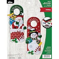 Bucilla Felt Applique 2 Piece Door Hanger Kit, Holiday, Perfect for DIY Arts and Crafts, 89471E