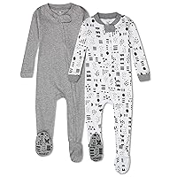 HonestBaby Non-Slip Footed Pajamas One-Piece Sleeper Jumpsuit Zip-Front PJs 100% Organic Cotton for Baby Boys