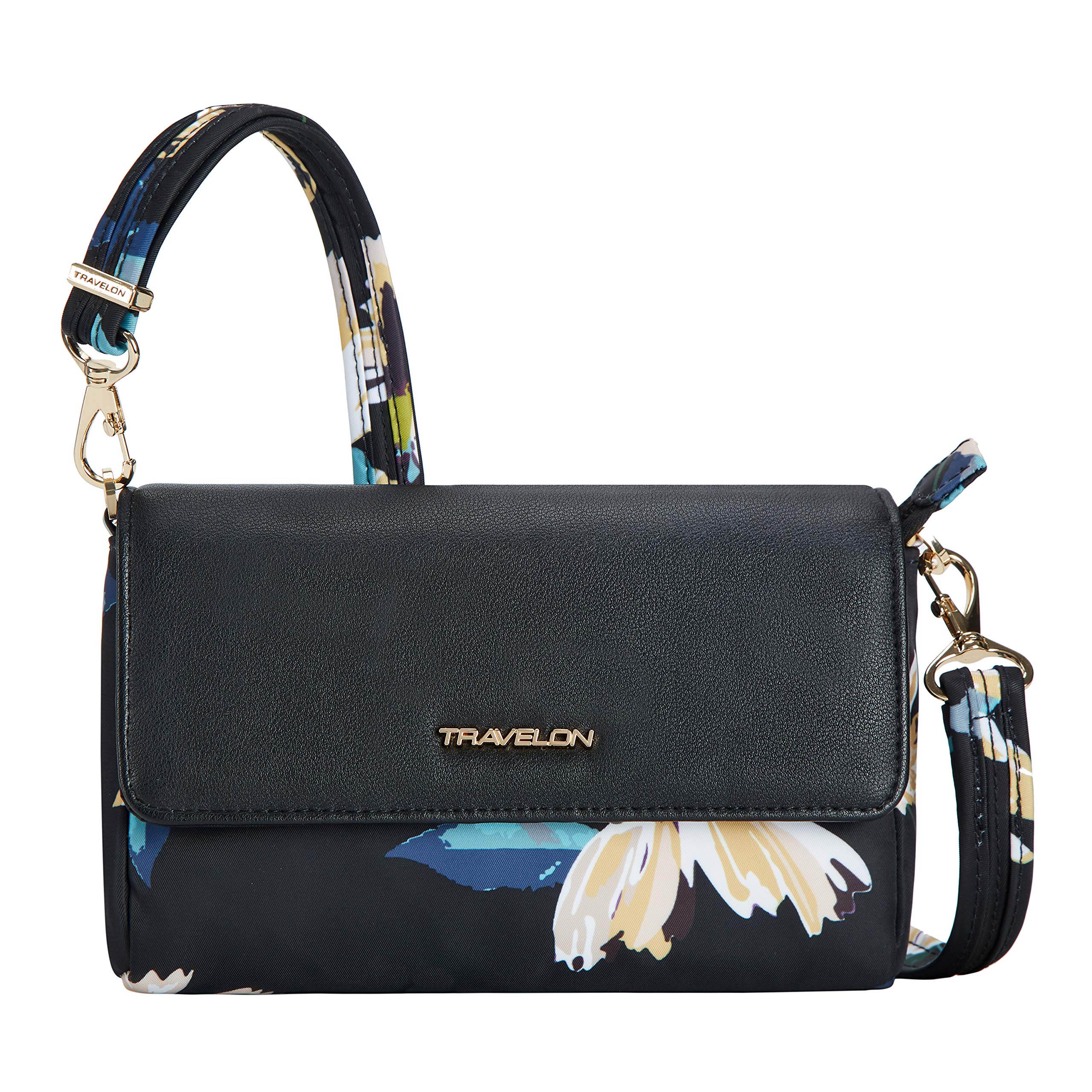 Travelon Addison-Anti-Theft-Convertible Crossbody/Belt Bag-Midnight Floral, One Size