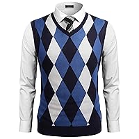 COOFANDY Men's Sleeveless V Neck Pullover Sweater Slim Fit Casual Argyle Sweater Vest