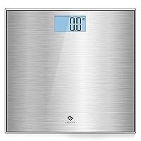 Stainless Steel Digital Body Weight Bathroom Scale Step-On Technology Large Blue LCD Backlight Display, 400 Pounds , Grey, 12x12 Inch (Pack of 1)
