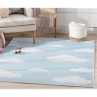 Well Woven Clouds Rug Light Blue 5' x 7' Apollo Kids Collection