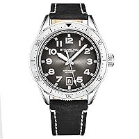 Stuhrling Original Mens Watch -Black Leather Dress Watches Analog Sports Watch with Date Leather Strap Aviation Watch Wrist Watches for Men Collection