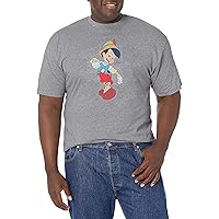 Disney Vintage Pinocchio Men's Tops Short Sleeve Tee Shirt, Athletic Heather, 3X-Large Big Tall