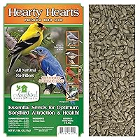 Songbird Essentials Wild Bird Food, Hearty Hearts Premium Bird Seed, 5 Pound Bag, Nitrogen Flushed Sunflower Hearts for Birds