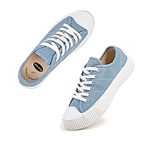 LUCKY STEP Women 's Canvas Shoes Low Top Fashion Sneakers Lace-up Classic Casual Walking Shoes