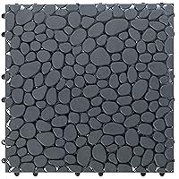 Gardenised QI003970.5 Interlocking Cobbled Stone Look Garden Pathway Tiles, Decorative Floor Grass Pavers Anti-Slip Mat, 5 Pack, Gray