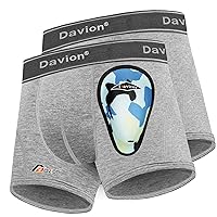 2-Pack Boys Underwear with 1 Soft Protective Athletic Cup Youth Briefs for Football, Baseball, Lacrosse