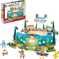 Mega Pokemon Action Figure Building Toy, Training Stadium with 1101 Pieces, Battle Play and 5 Poseable Characters for Kids