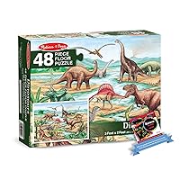 Melissa & Doug Dinosaurs: 48pcs Floor Puzzle Bundle with 1 Theme Compatible M&D Scratch Fun Mini-Pad (90421)