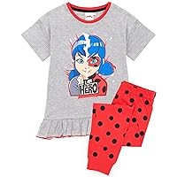 Miraculous Pyjamas Girls Ladybug Superhero T-Shirt & Long Or Shorts Pjs