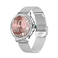 Pard 1.3 Inch Women Smart Watch with Sleep Detection, Heart Rate Blood Pressure for iOS Android Devices, Silver
