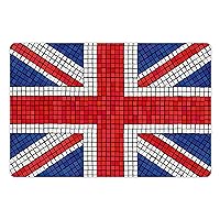 Ambesonne Union Jack Pet Mat for Food and Water, Mosaic Tiles Inspired Design British Flag National Identity Culture, Non-Slip Rubber Mat for Dogs and Cats, 18