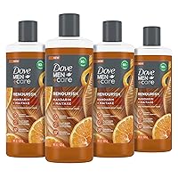 DOVE MEN + CARE Renourish Body Wash Mandarin + Maitake 4 Count With Vitamin and Mineral Complex Moisturizing Body Wash With Plant Based Ingredients 18 oz