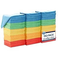 S&T INC. 150 Pack Microfiber Cleaning Cloth, Bulk Microfiber Towel for Home, Reusable and Lint Free Cloth Towels for Car, Assorted Colors, 11.5 Inch x 11.5 Inch, 150 Count