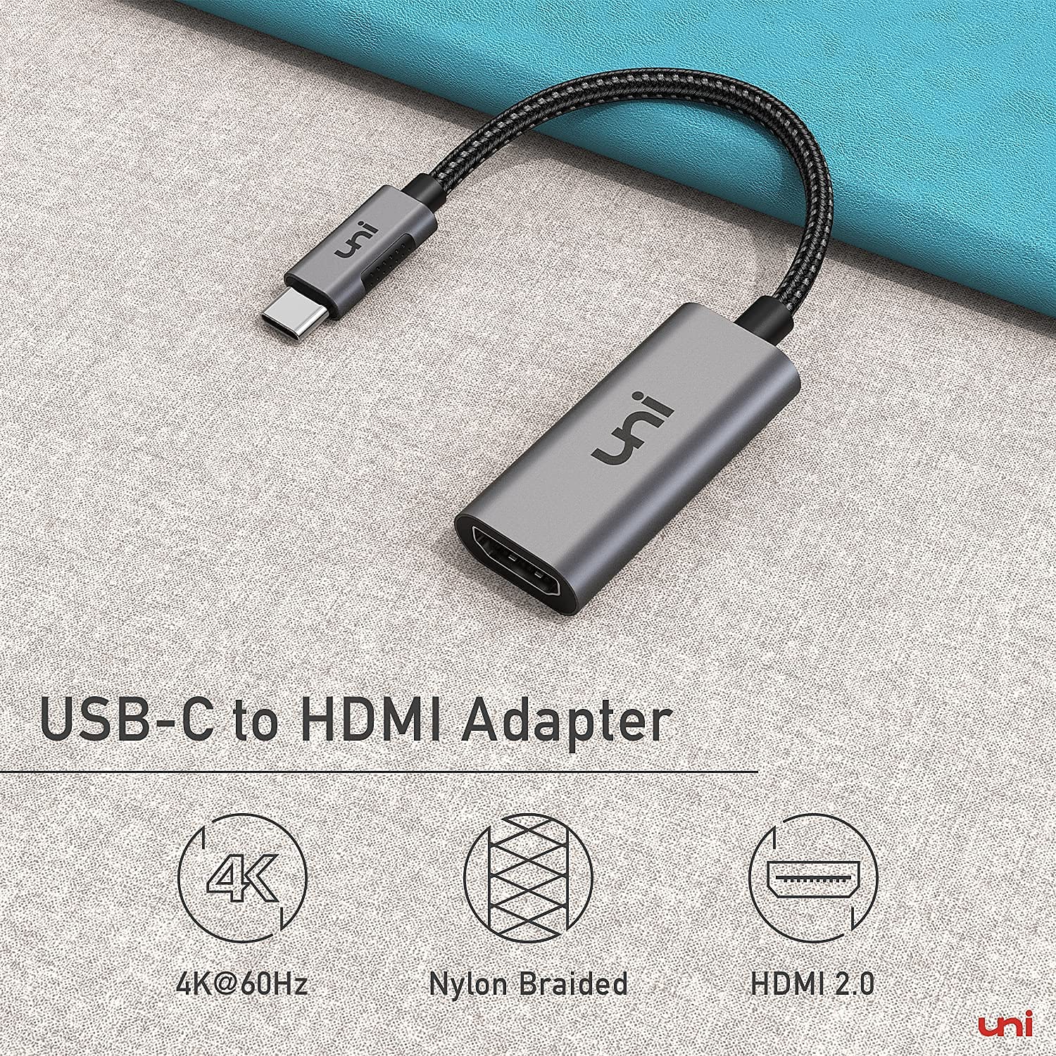 uni USB-C to HDMI Adapter 4K@60Hz, Thunderbolt 4/3 to HDMI Adapter, HDMI to USB-C Adapter, Compatible with MacBook Pro 2023/Air 2022, iPad Pro/Air 5, XPS, Surface Laptops, Chromebook & More