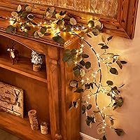 Birchlitland Decorative Garland Lights 6FT 96 LED Fairy Lights, Lighted Eucalyptus Twig Garlands with Timer Battery Operated for Bedroom Stairs Party and Holiday Decor Indoor Outdoor