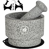 Laevo Mortar and Pestle Set (Large) | Gray Granite | Stone Spice Grinder | 2.1 Cup Capacity | 5.5 inch | Reversible | Molcajete Mexicano | Guacamole, Pesto, Spices |Large Mortar & Pestles | Gift Set