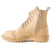842 Short Combat Boot (Side Zipper) | Unisex High Lace Up Military Jungle Low Cut Style | Ankle Bootie | Genuine Leather for Men and Women | Weatherproof All Terrain Light Tactical Shoes