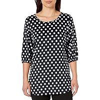 Star Vixen Women's Petite Size Short Sleeve Stretch Ity Knit Top with Keyhole Cutout Back and Shirttail Hem