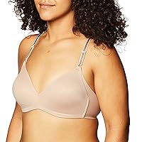 Women's No Side Effects Underarm-Smoothing Comfort Wireless Lightly Lined T-Shirt Bra 1056, Toasted Almond, 36A