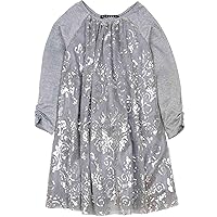 Girls's Starry Night Dress with Sequins in Gray, Sizes 4-12