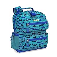 Bentgo® Kids Backpack - Lightweight 14” Backpack in Fun Prints for School, Travel, & Daycare, Ideal for Ages 4+, Roomy Interior, Durable & Water-Resistant Fabric, & Loop for Lunch Bag (Shark)
