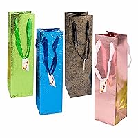 4 Pc Wine Gift Bags Holiday Birthday Imitation Leather Bottle Spirits Wrapping 4 Pc Wine Gift Bags Holiday Birthday Imitation Leather Bottle Spirits Champagne Wrapping Standard Size Handles Carry