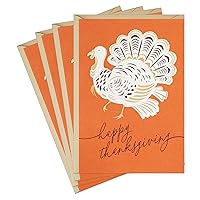 Hallmark Elegant Thanksgiving Cards (4 Cards with Envelopes, Single Design) Turkey