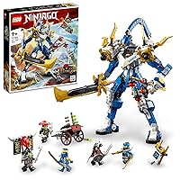 LEGO NINJAGO Jay’s Titan Mech 71785, Large Action Figure Set, Battle Toy for Kids, Boys and Girls with 5 Minifigures & Stud-Shooting Crossbow Playset