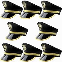 8 Pack Child Police Hat Police Officer Costume Hat Cop Policeman Hat for Kids Cosplay Party Costume Accessory