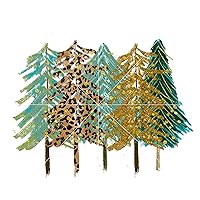 Christmas Trees Teal Gold Leopard Design Sublimation Transfer Heat Press Transfer Ready to Press Full Color Heat Transfer DIY 5 Sizes to Choose From
