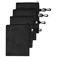 Ripstop Nylon Zipper Bag with Clip - Set of 4 (Black, 7 x 9 inch)