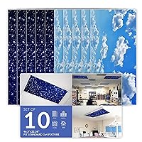 OCTO LIGHTS Fluorescent Light Covers for Classroom Office - Eliminate Harsh Glare Causing Eyestrain and Headaches. Office & Classroom Decorations Astronomy + Cloud 10 Pack