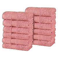 Superior Cotton Face Towels/Washcloth Set of 12, Home Essentials, Quick Dry, Luxury Bathroom Accessories, Basic Towels, Spa, Salon, Hotel, Resort, Thick, Ultra-Plush, Highly Absorbent, Blush
