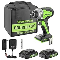 Greenworks 24V Brushless Impact Driver, (2) USB (Power Bank) Batteries and Charger Included ID24L1520
