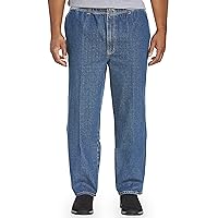 Harbor Bay by DXL Men's Big and Tall Full Elastic Waist Jeans | All-Day Comfort with Loose Fit, Elasticized Comfort Waistband
