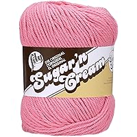 Lily Sugar 'N Cream Super Size Solid Yarn, 4oz, Gauge 4 Medium, 100% Cotton - Rose Pink - Machine Wash & Dry
