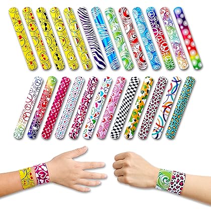 Giraffe Manufacturing Easter Basket Stuffers- Slap Bracelets For Kids Party Favors | Snap Bracelets Pack Bulk Toys for Kids Prizes | Wrist Bands Toddler Party Favors Bulk One Size Fits All