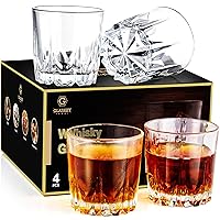 Whiskey Glasses Set of 4,Rocks Glasses,Dishwasher Safe Crystal Glasses,Lead-free Cocktail Old Fashioned Scotch Bar Glass,Whisky Glass Gift Set for Men