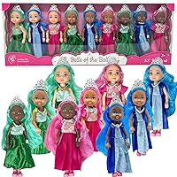 Little Dolls Set with Mini Princess Dolls for Girls – Princess Toy Dolls for Dollhouse –Small Doll Mini Princess Figures with Tiaras, Hair Accessories