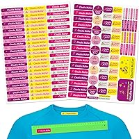 Name Stickers Children - Set - 160 Pieces - Bicycle - Clothes and Objects - 80 Iron-ons for Clothes + 80 Stickers - School Day Care pens, Cups, rulers Individually
