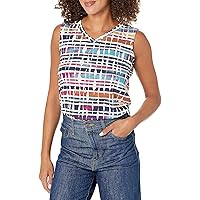 MULTIPLES Women's V-Neck Faux Button Back Tank