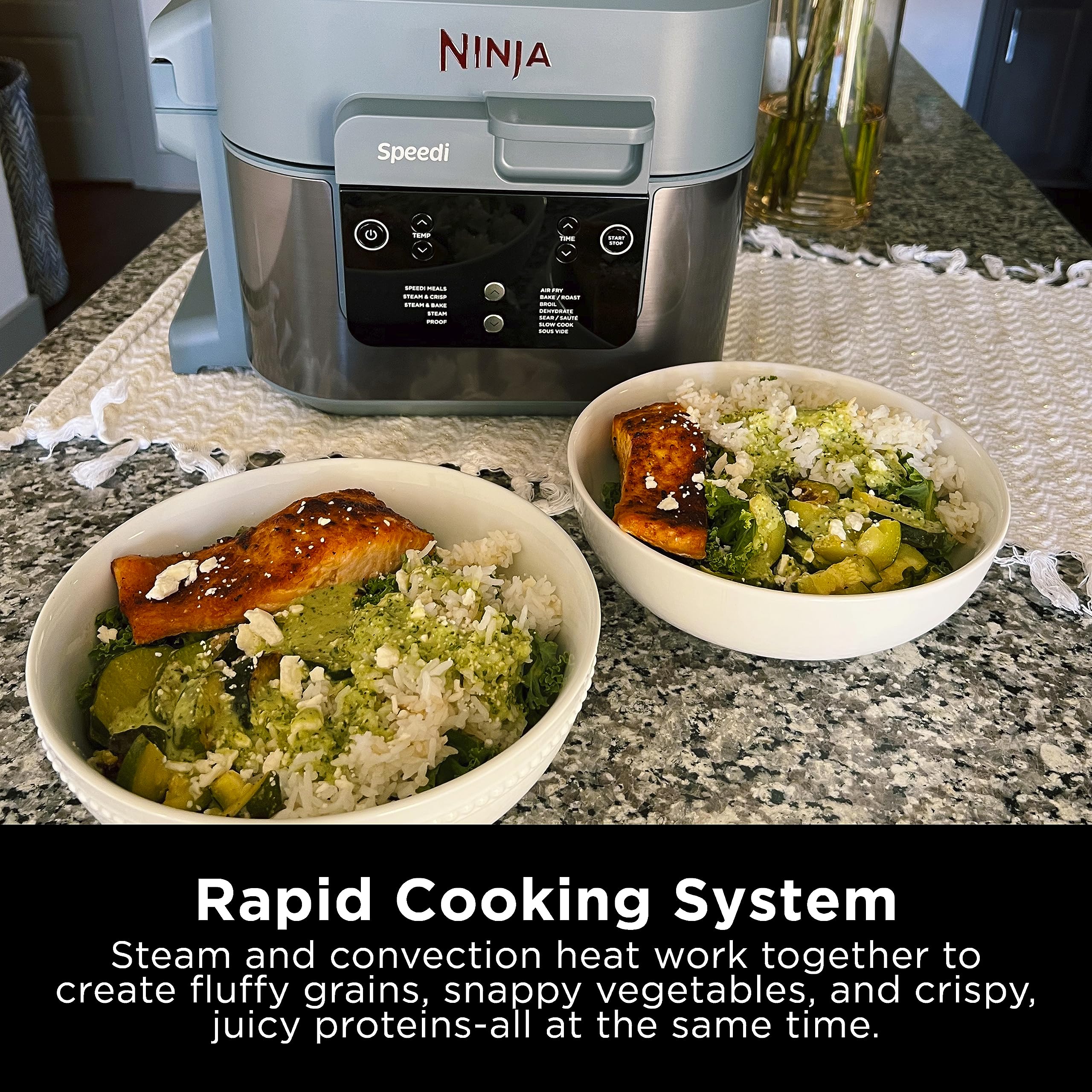 Ninja SF301 Speedi Rapid Cooker & Air Fryer, 6-Quart Capacity, 12-in-1 Functions to Steam, Bake, Roast, Sear, Sauté, Slow Cook, Sous Vide & More, 15-Minute Speedi Meals All In One Pot, Sea Salt Gray
